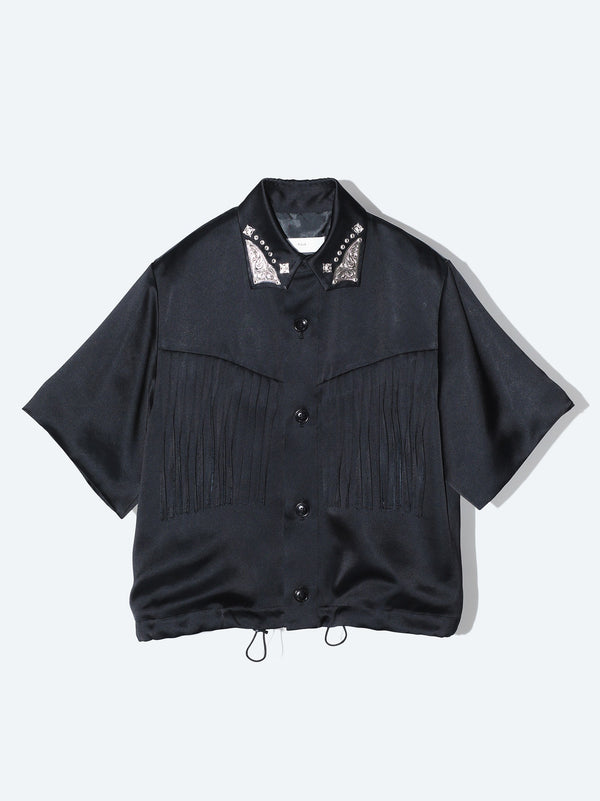 Satin fringe shirt