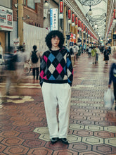 STITCHED ARGYLE KNIT P/O