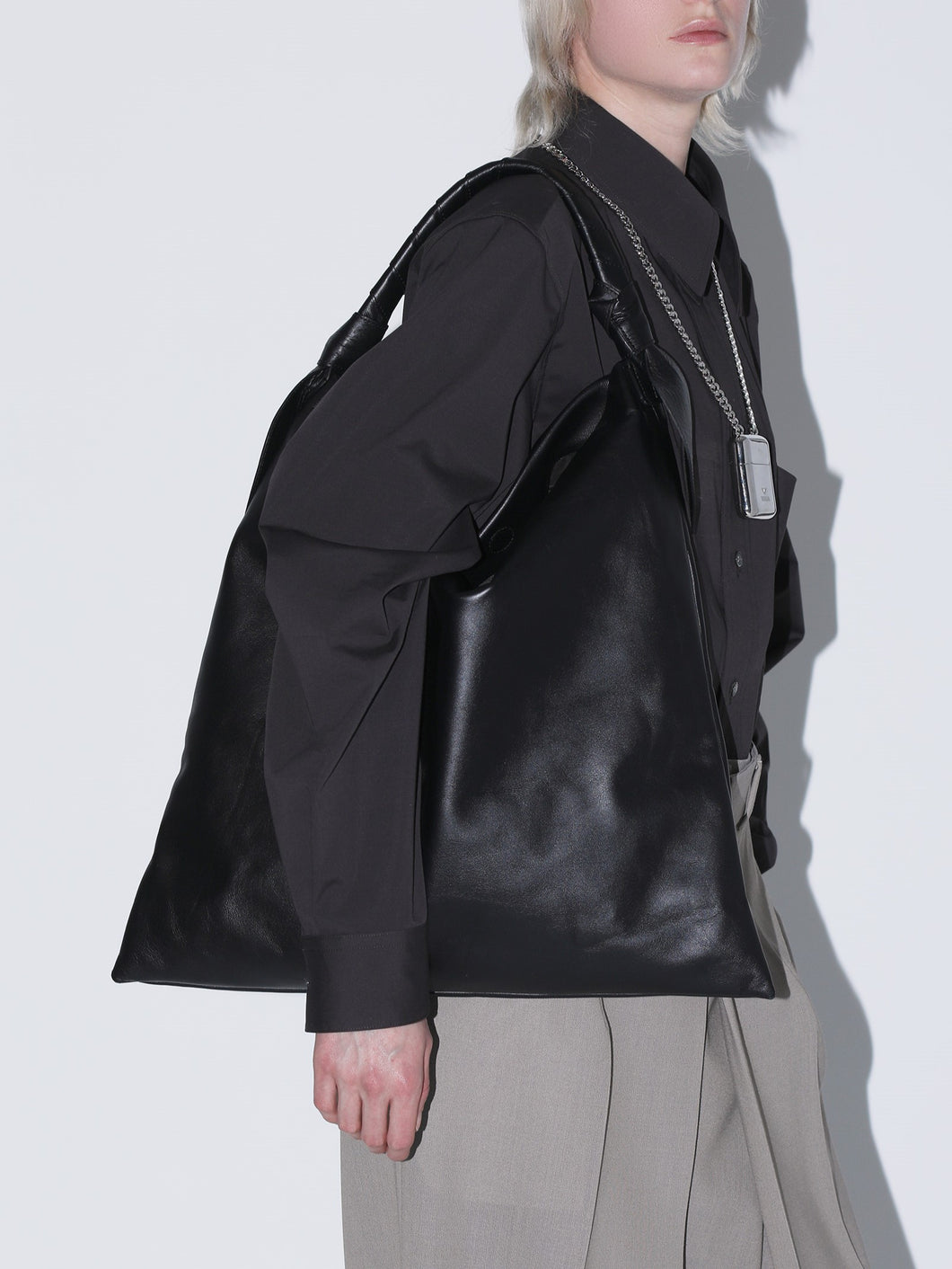 Leather ribbon bag big