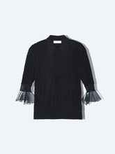 Glossy rib polo shirt