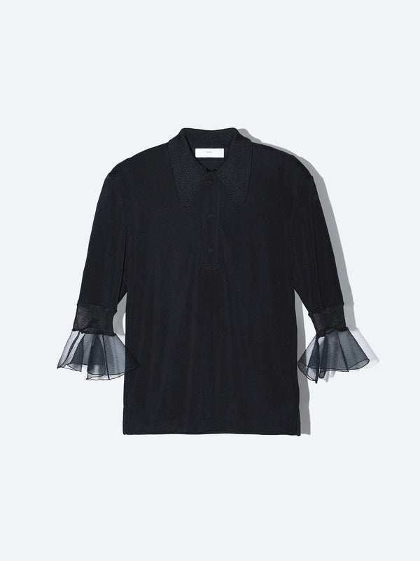 Glossy rib polo shirt