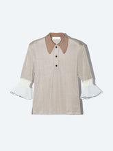 Glossy rib polo shirt