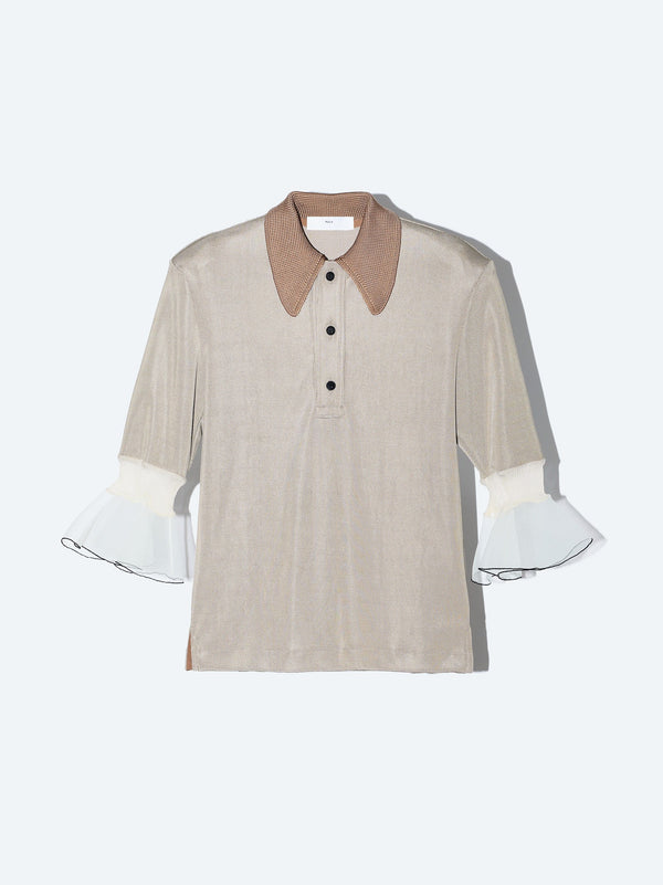 Glossy rib polo shirt