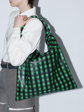 Leather ribbon bag big print