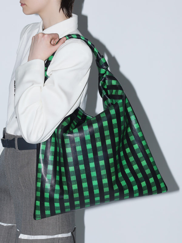 Leather ribbon bag big print