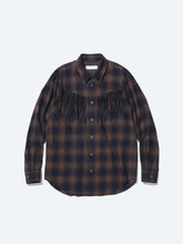 Ombre check fringe shirt