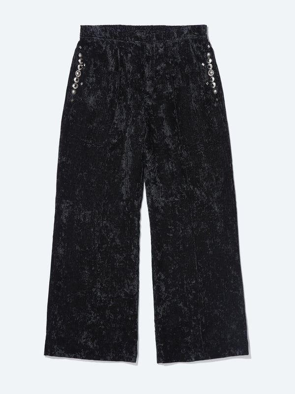 Crushed velvet drawstring pants