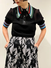 Lace knit polo shirt