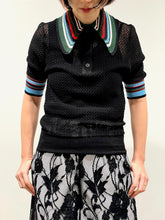 Lace knit polo shirt