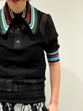 Lace knit polo shirt