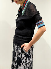 Lace knit polo shirt