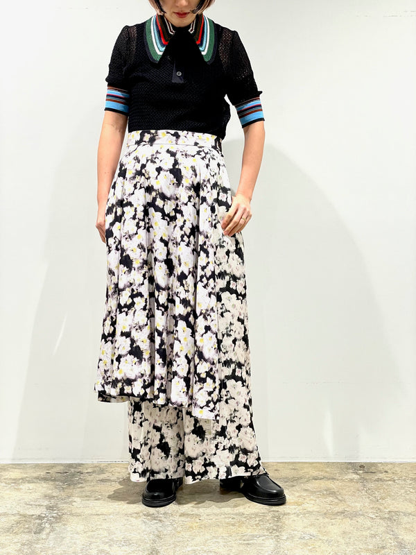 Rayon print skirt pants