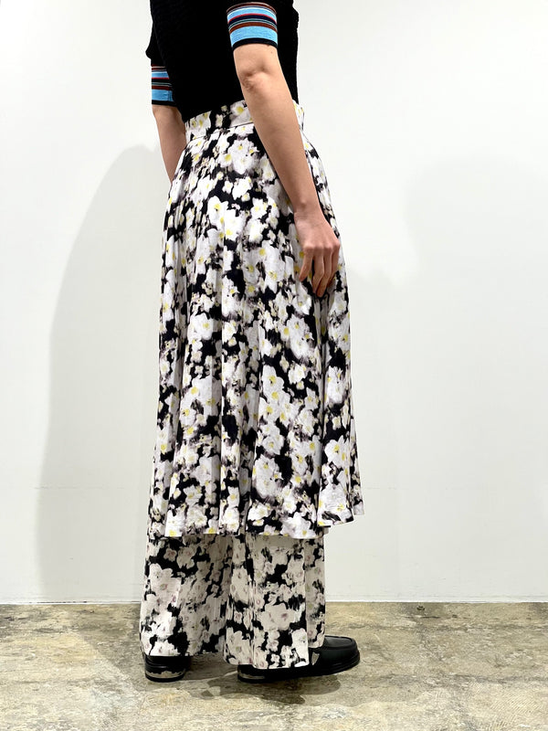 Rayon print skirt pants