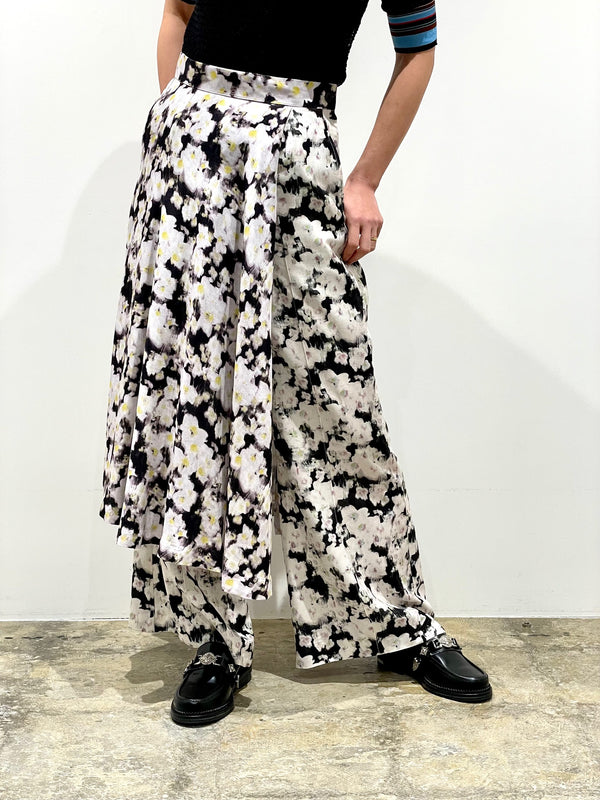 Rayon print skirt pants
