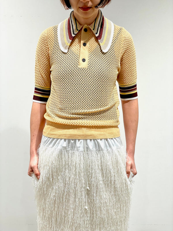 Lace knit polo shirt