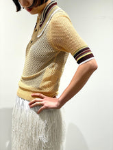 Lace knit polo shirt