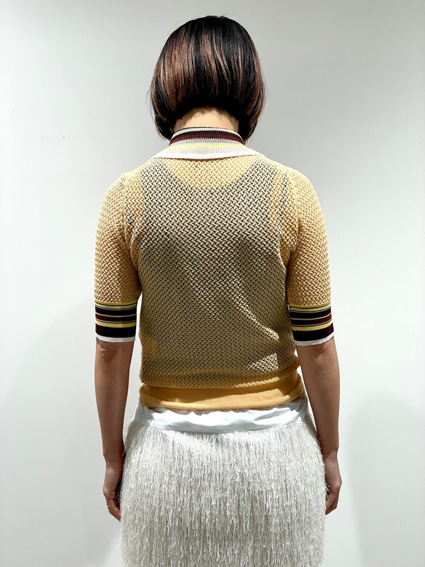 Lace knit polo shirt