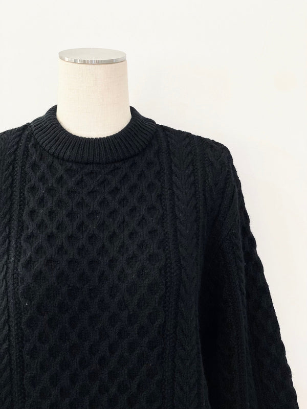 REBORN WOOL ARAN KNIT P/O