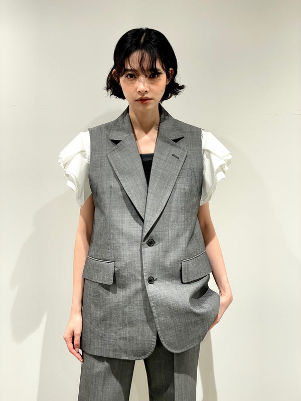 Wool mohair sleeveless jacket