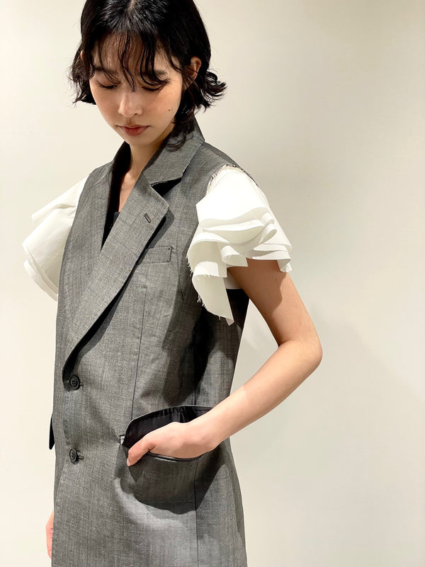 Wool mohair sleeveless jacket