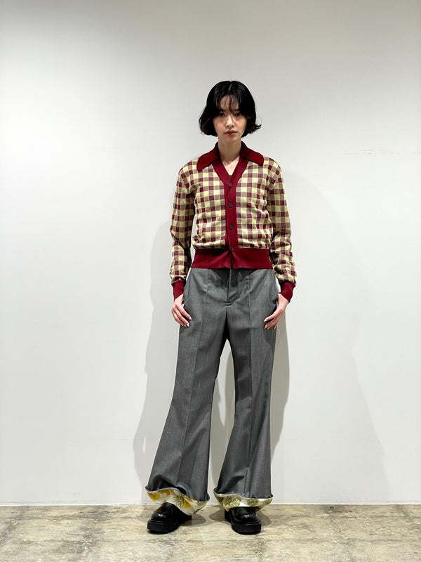 Check knit cardigan