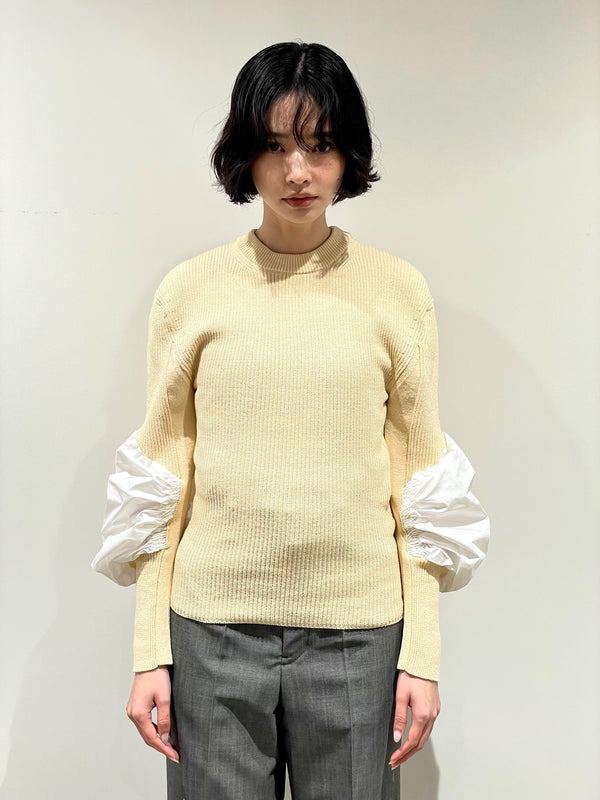 Volume arm rib knit pullover