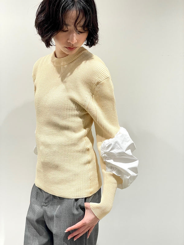 Volume arm rib knit pullover