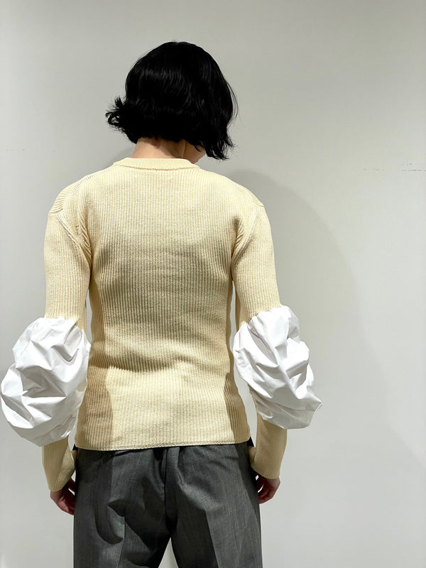 Volume arm rib knit pullover
