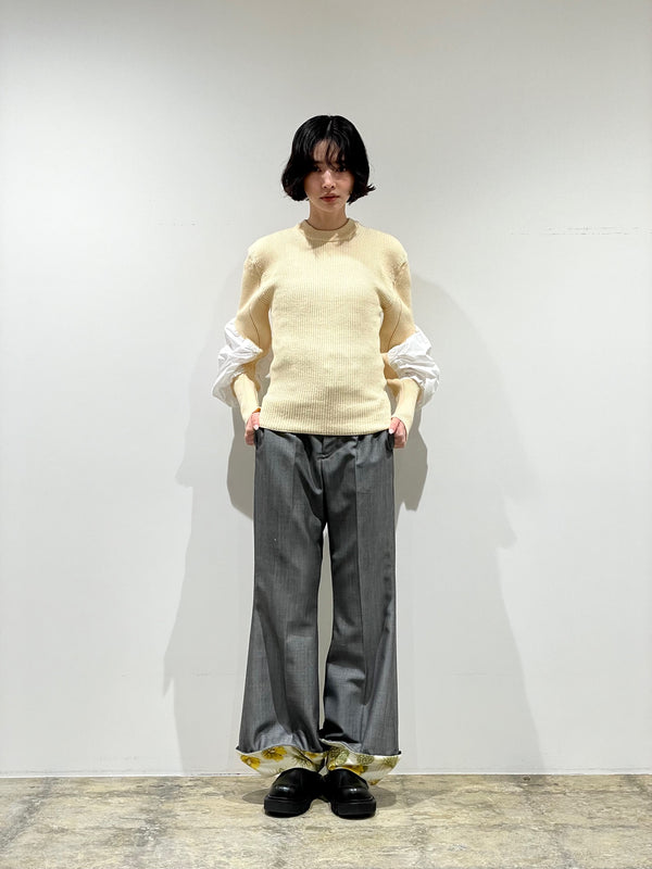 Volume arm rib knit pullover