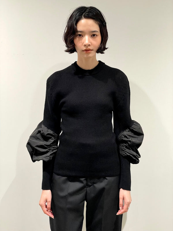 Volume arm rib knit pullover