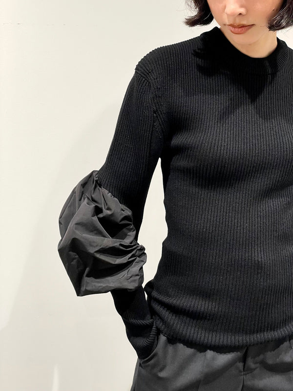 Volume arm rib knit pullover