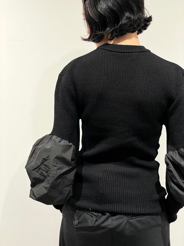 Volume arm rib knit pullover