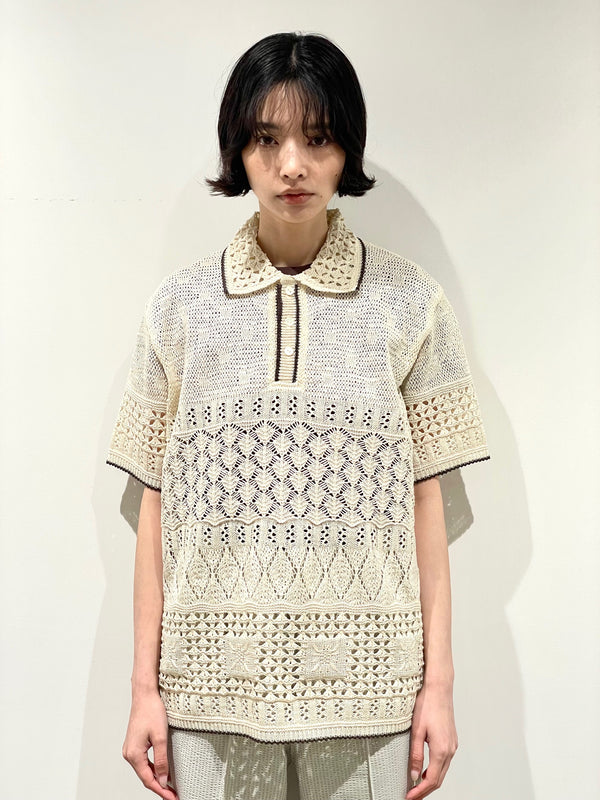 SUKASHI EMBOSSED KNIT POLO