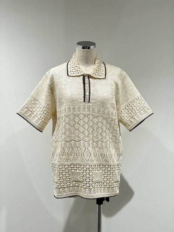 SUKASHI EMBOSSED KNIT POLO