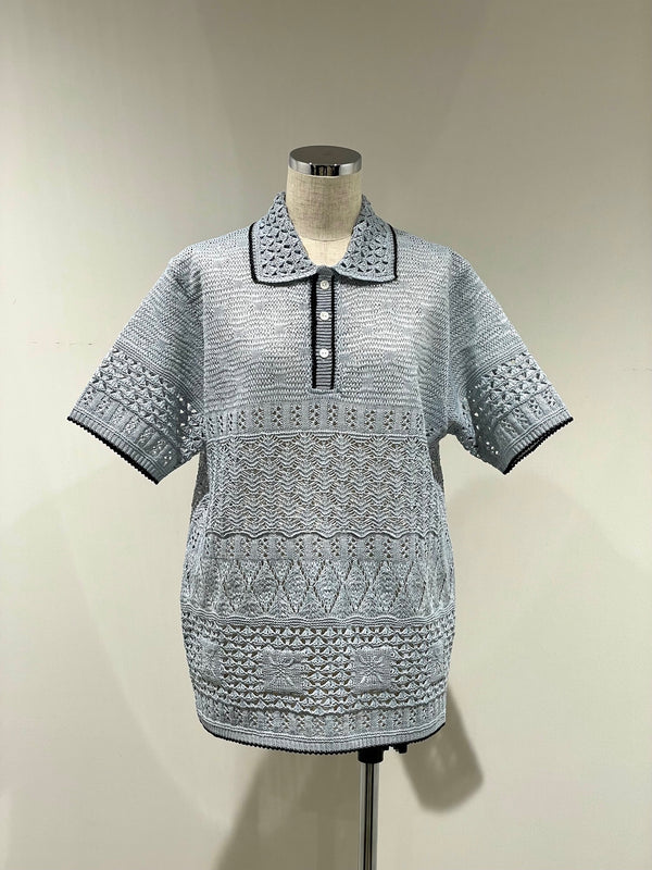 SUKASHI EMBOSSED KNIT POLO