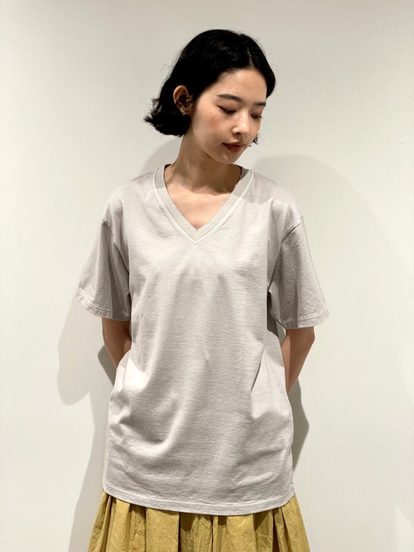 GARMENT DYED SOLID T-SHIRT（Short Sleeve Vneck）