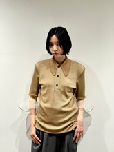Glossy rib polo shirt