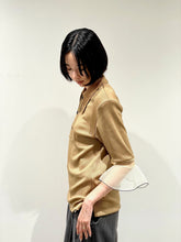 Glossy rib polo shirt