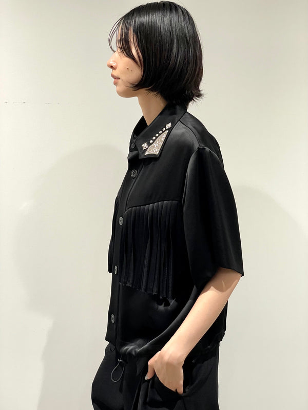 Satin fringe shirt