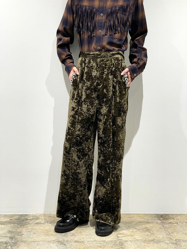 Crushed velvet drawstring pants