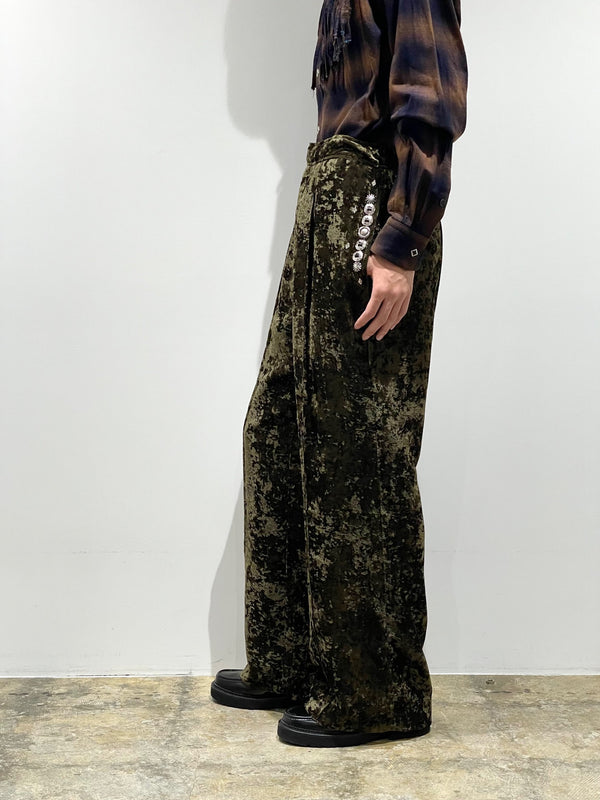 Crushed velvet drawstring pants