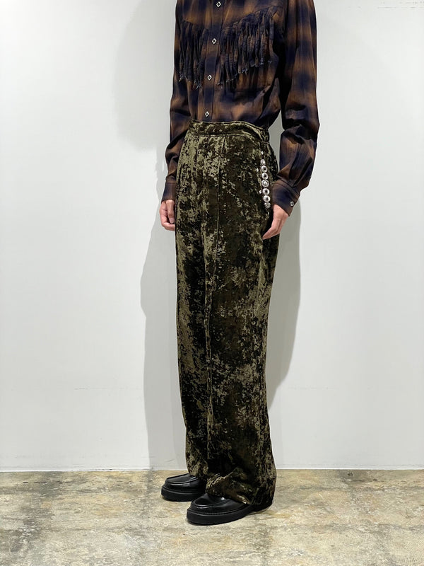 Crushed velvet drawstring pants