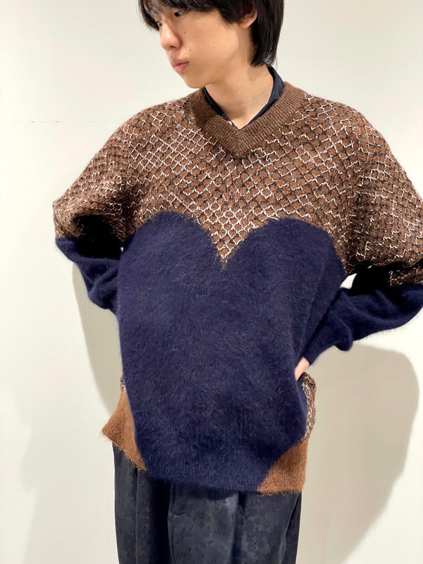 Heart knit pullover