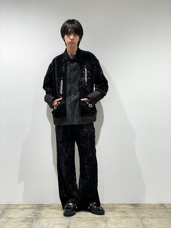 Crushed velvet drawstring pants