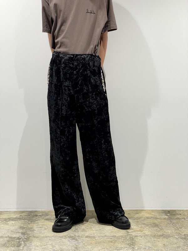 Crushed velvet drawstring pants