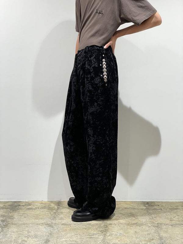 Crushed velvet drawstring pants