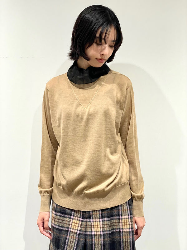 High neck sheer knit