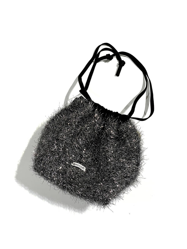 GLITTER SHAGGY DRAWSTRINGS BAG