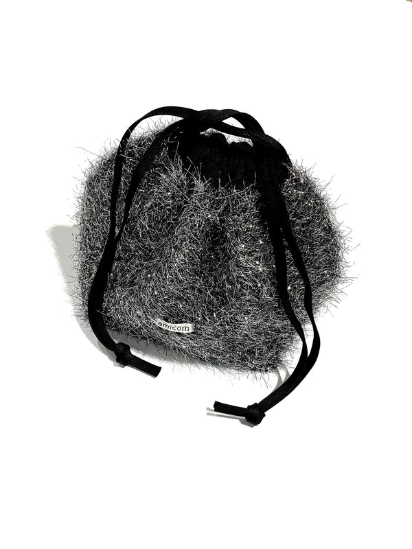 GLITTER SHAGGY DRAWSTRINGS BAG