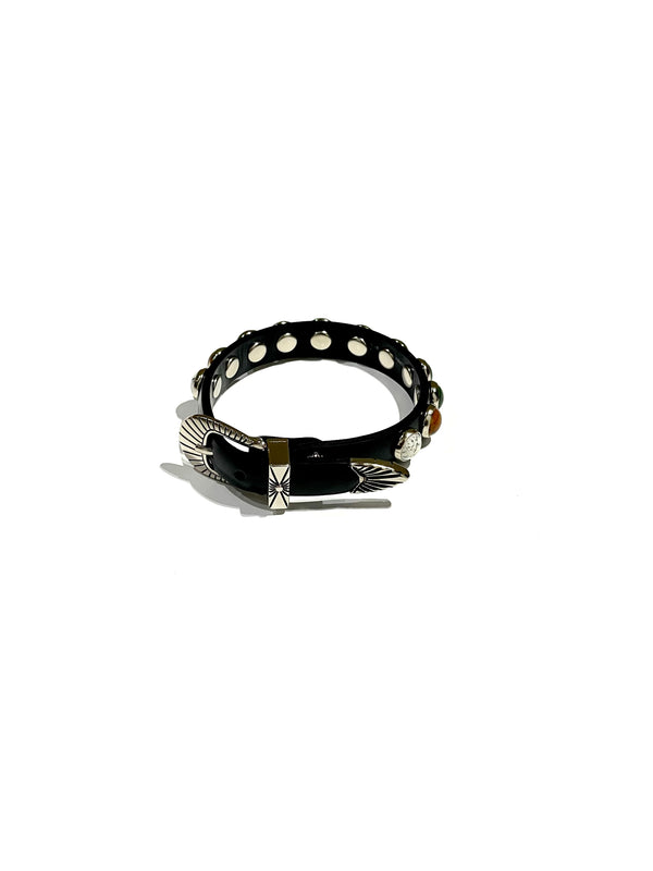 Stone leather bangle